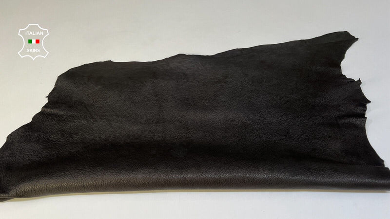 BLACK ROUGH GRAINY Thick Italian Goatskin Goat leather hides 5sqf 1.4mm #B9566