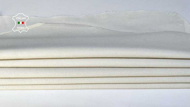 NATURAL BONES OFF WHITE Soft Stretch Lambskin leather 2 skins 9+sqf 0.8mm #B3750
