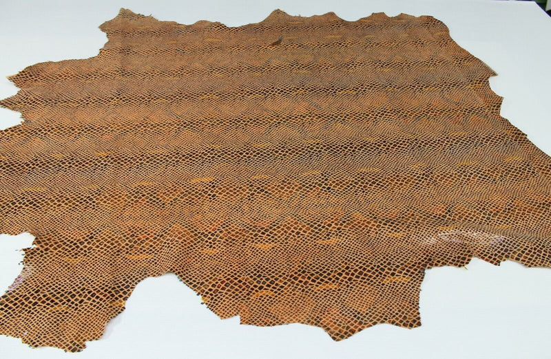 SNAKE PRINT ON NUDE Italian Goatskin Goat leather skins 9-10sqf 0.8mm #A6912