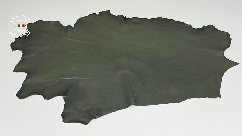 PETROL GREEN ARMY VEGETABLE TAN SHINY Thin Soft Lamb leather 6sqf 0.5mm #B8411