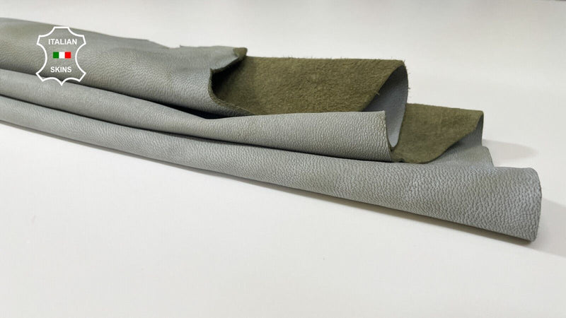 VINTAGE GRAY ON OLIVE Soft Italian Lambskin leather hide hides 5sqf 1.2mm #B2687