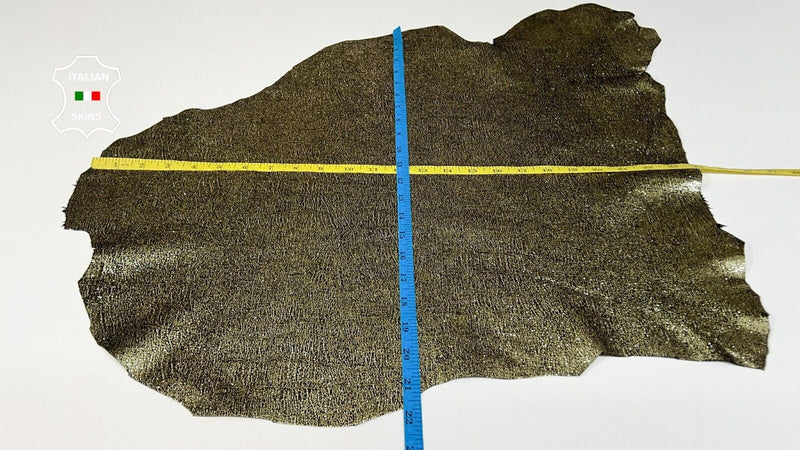 METALLIC GOLD CRACKLED Soft Italian Goatskin Goat leather hides 3sqf 1.0mm B5348