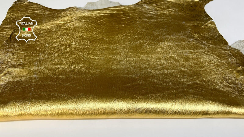 METALLIC GOLD TEXTURED Thick  Lambskin leather hide 2 skins 12sqf 1.1mm #B6706