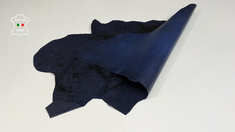 BLUE BLACK SNAKE EMBOSSED TEXTURED PRINT On Goatskin Leather 3+sqf 0.9mm #B9060