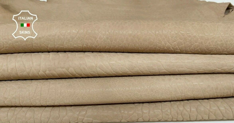 BUBBLY NUDE BEIGE thick vegetable tan Lambskin Lamb leather 2 skins 2.0mm #A9334
