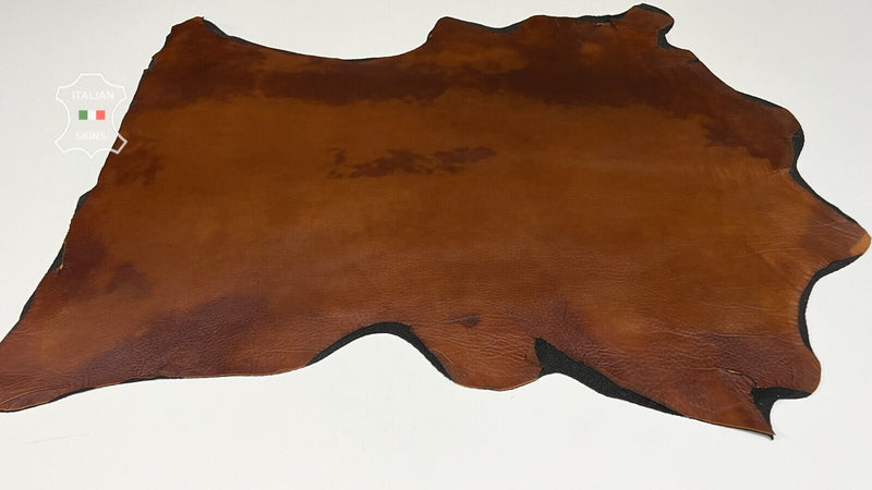GRAINY COGNAC BACKED DISTRESSED STRETCH Lambskin leather hides 7sqf 1.2mm #B7439