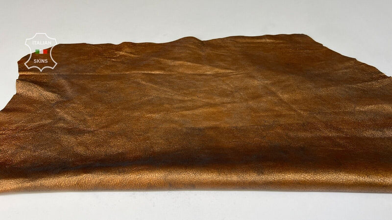 METALLIC COPPER CRACKED VINTAGE LOOK Italian Lambskin leather 5sqf 0.8mm #B7526