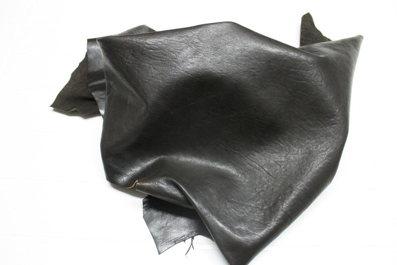 strong vegetable tan Goatskin leather skins WASHED ANTIQUED BROWN OLIVE   6sqf