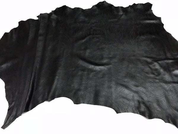 TEXTURED JET BLACK Lambskin Italian leather hides skins skin hide