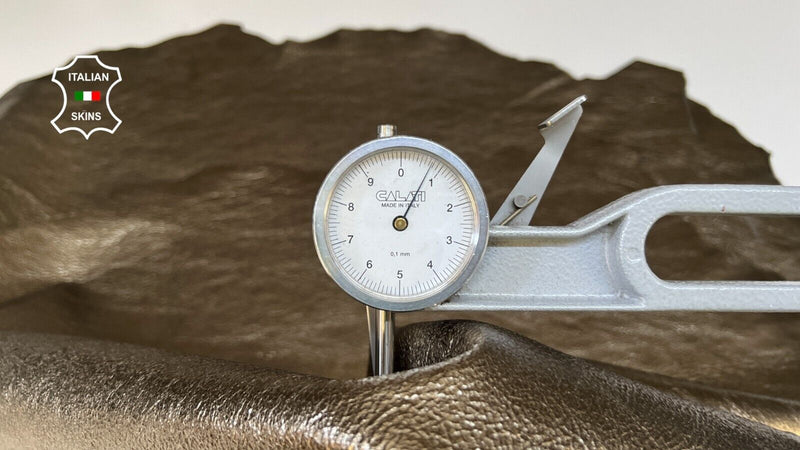 METALLIC PEWTER CRISPY Soft Italian Lambskin leather 2 skins 12sqf 0.8mm #B4292
