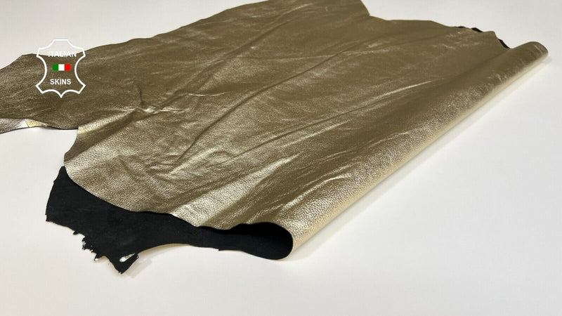 METALLIC LIGHT GOLD PEBBLE GRAINY Goatskin Goat leather hides 6sqf 0.8mm #B4294