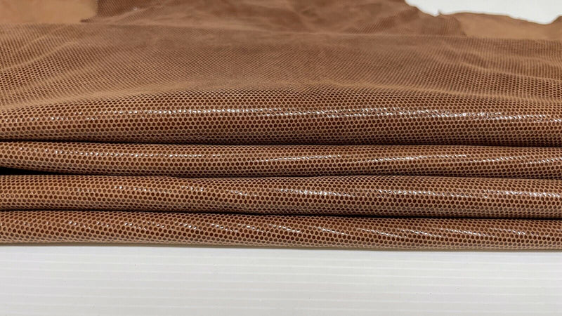 BROWN SHINY LAMé shiny dots thin soft Lambskin leather 2 skins 7sqf 0.4mm #A7257