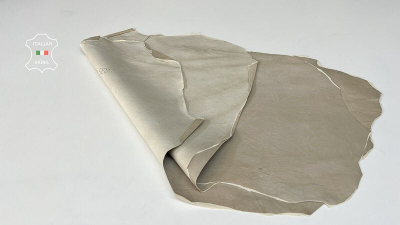 NATURAL KHAKI GRAY Thin Italian STRETCH Lamb leather 3 skins 10sqf 0.6mm #B7469