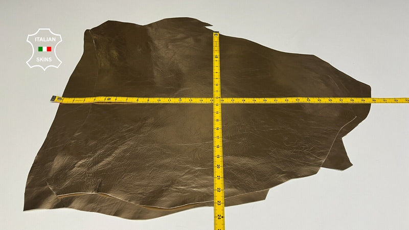 METALLIC CHAMPAGNE GOLD CRINKLED Soft Goatskin leather 2 skins 10sqf 0.7mm B6584
