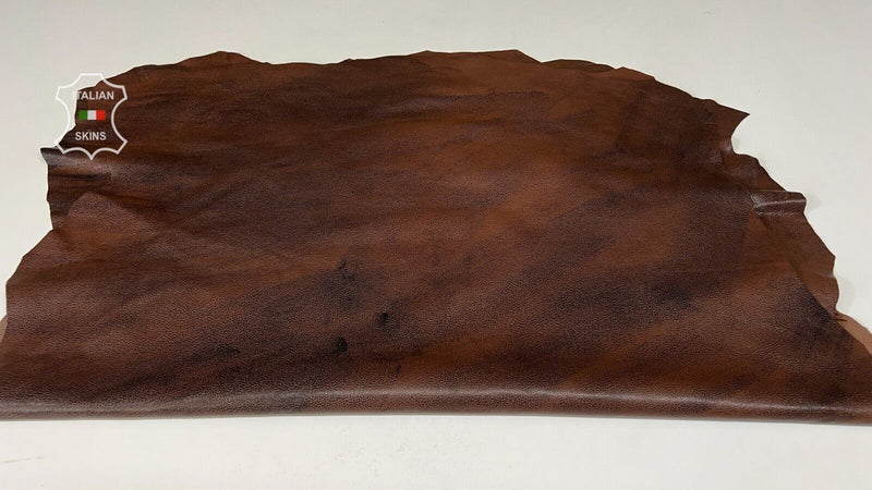 BROWN DISTRESSED PEBBLE GRAINY ANTIQUED Lamb leather 4 skins 20+sqf 0.9mm #B7515