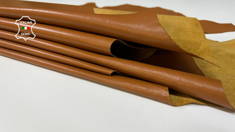 TAN ORANGY BROWN SHINY Soft Italian Lambskin leather 5 skins 25sqf 0.7mm #B4138