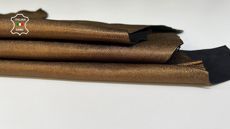 METALLIC BRONZE ROUGH Thick Soft Italian Goatskin leather hide 5sqf 1.1mm #B8491