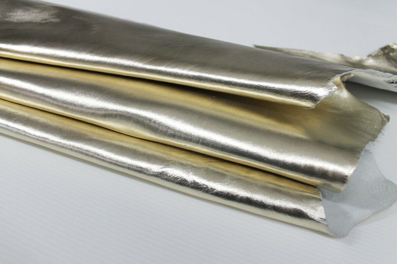 METALLIC WHITE GOLD platinum thick Lambskin leather skin skins 7sqf 1.2mm #A6805