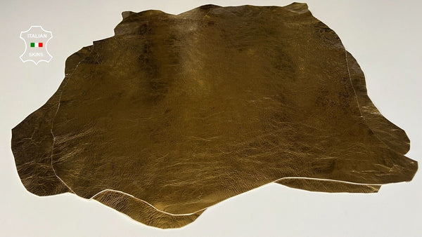 METALLIC BRONZE CRINKLE Thick Italian Lambskin leather 2 skins 14sqf 1.6mm B8381