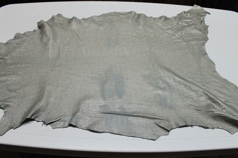 Lambskin leather hides skins LIGHT GREEN OLIVE WASHED PEARLIZED DISTRESSED 7sqf