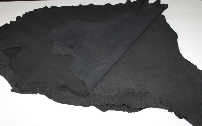 SQUARES ENGRAVE on BLACK soft Italian Lambskin leather 7 skins hides total 42sqf