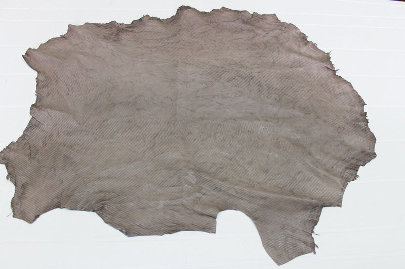 Italian Lambskin leather skin skins WASHED ANTIQUED WALNUT BROWN LINES CUT 3+sqf