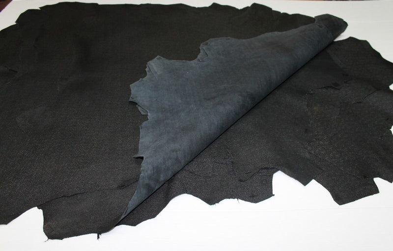 BLACK REPTILE EMBOSSED Italian Goatskin Leather 6 skins hides 45sqf #A3744