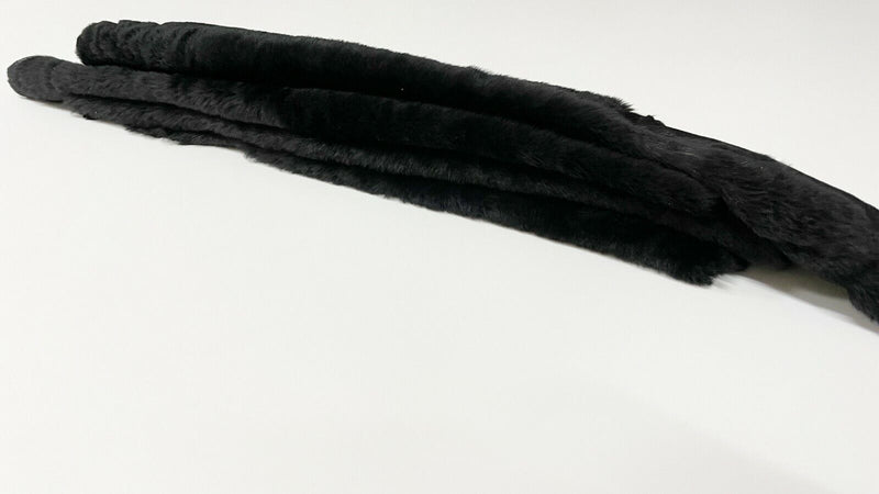 BLACK sheepskin shearling fur hairy sheep Italian leather skin 22"X34" #A9262