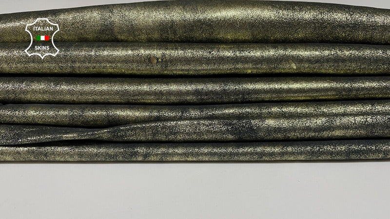 METALLIC BRONZE CRACKLED ANTIQUED Soft Lamb leather 2 skins 10+sqf 0.6mm #B2516