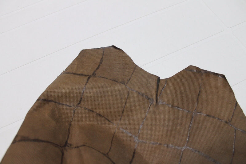 Lambskin leather skins MICRO PINS WALNUT BROWN CROCODILE EMBOSSED 7sqf #A935