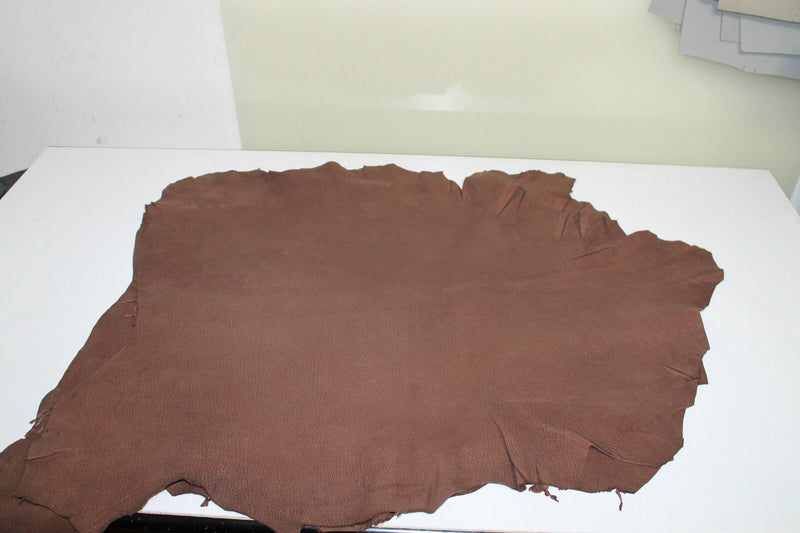 Lambskin  leather hide skin VTG ANTIQUED GRAINY NABUCK BROWN  4sqf