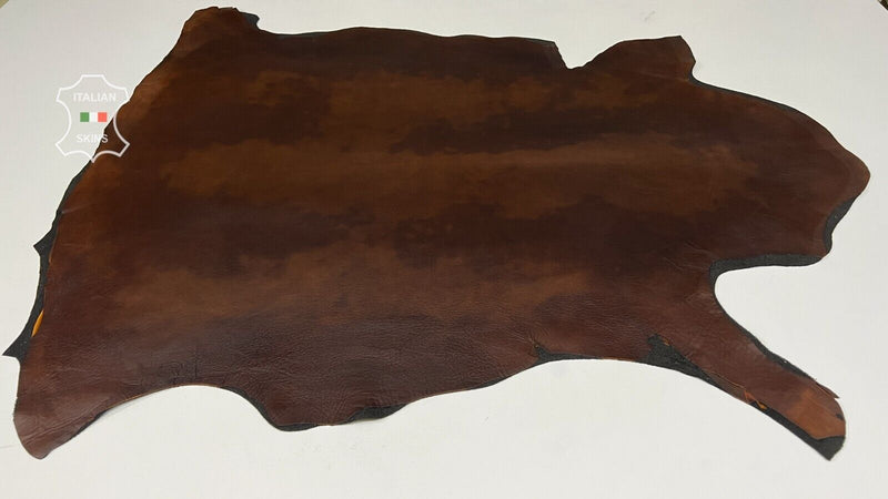 BROWN BACKED RUSTIC LOOK Italian STRETCH Lambskin leather hide 7+sqf 1.2mm B7441