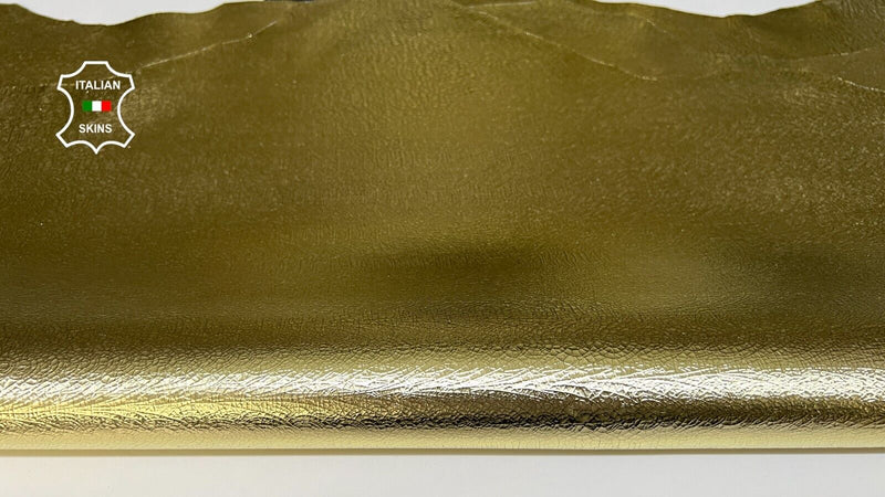 METALLIC LIGHT GOLD CRACKED Italian Goatskin leather 3 skins 16sqf 0.8mm #B6137