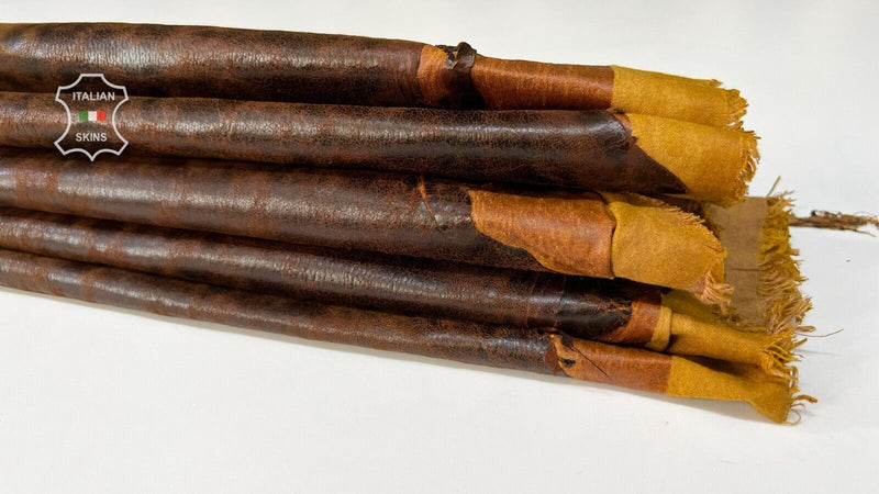 ANTIQUED BROWN VINTAGE LOOK STRETCH Lambskin leather 10 skins 45sqf 0.7mm #B7471