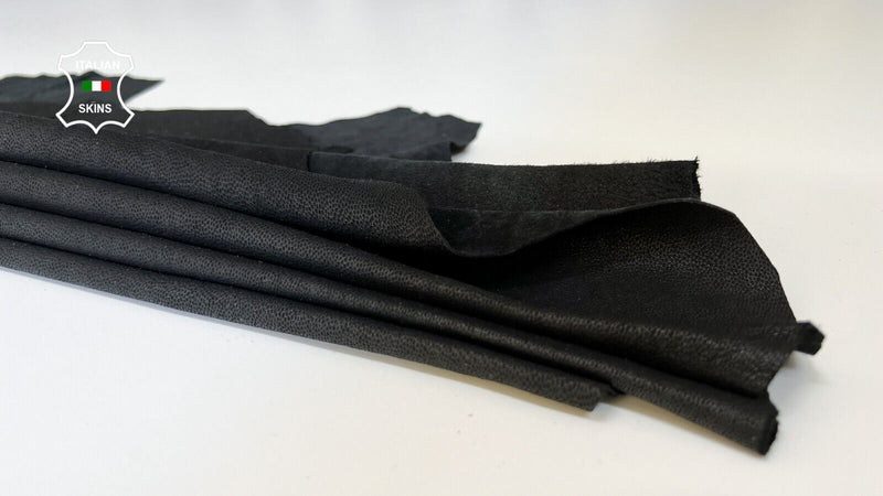 BLACK PRINTED TEXTURED Soft Italian Lambskin Leather hides 6sqf 0.7mm #B3149