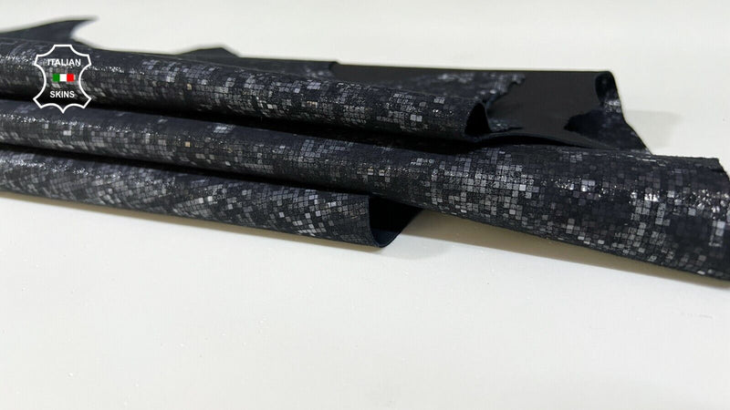 GREY PIXELS PRINT ON Soft Italian Goatskin leather hide hides 3sqf 0.7mm #B9197