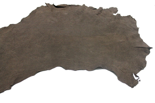 soft Lambskin leather skins WASHED VINTAGE RUSTIC BROWN OLIVE 6+sqf #A208