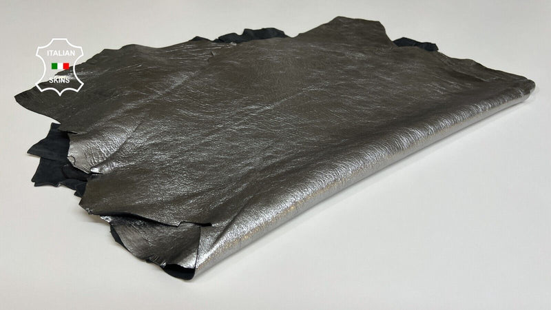 METALLIC CHROME ROUGH Thick Soft Lambskin leather hides 2 skins 9sqf 1.6mm B3532