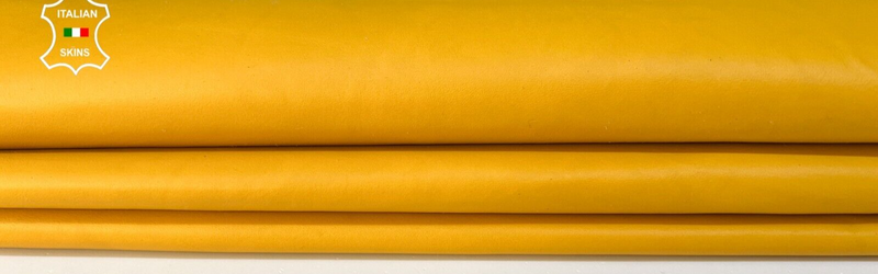 MUSTARDY YELLOW Thin Soft Italian Lambskin leather hide hides 4sqf 0.6mm #B9733