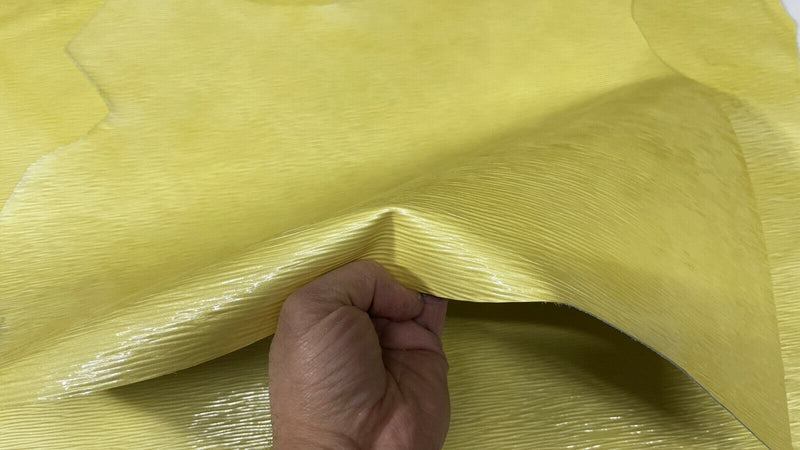 EPI LV YELLOW PATENT calfskin calf cow leather 2 skins total 9sqf 1.0mm #A7395