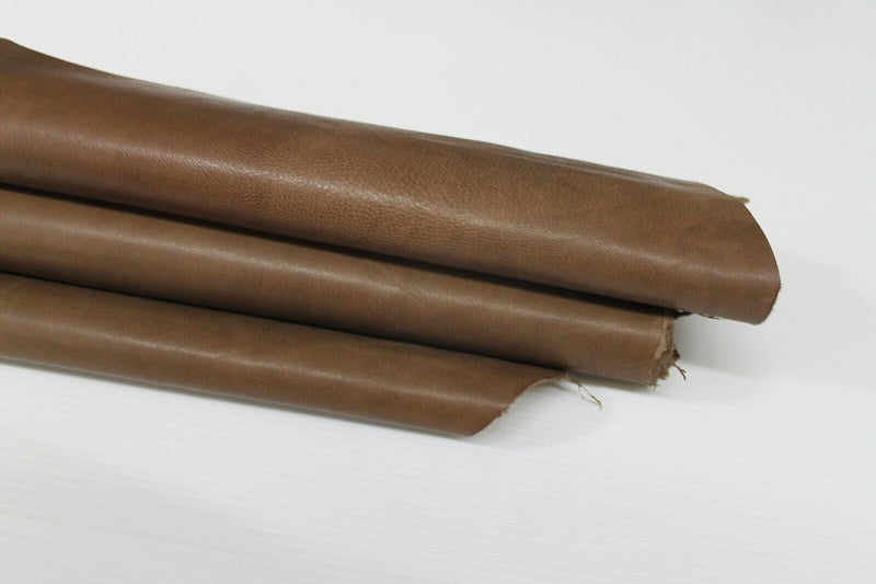 NATURAL BROWN VINTAGE smooth Goatskin Goat leather skin 5sqf 0.9mm #A6549