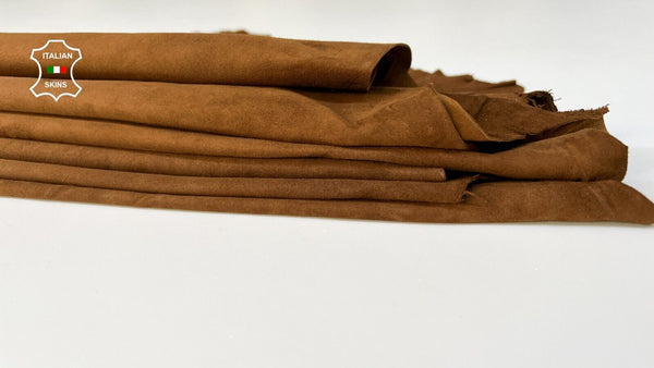 BROWN SUEDE Italian Lambskin sheep leather hide hides 2 skins 10sqf 0.7mm #B9631