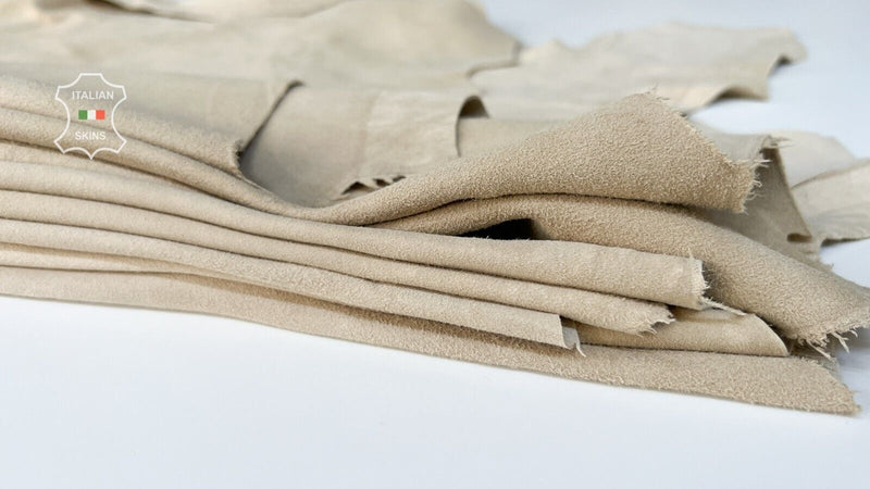 BEIGE SUEDE Thin Soft Italian Lambskin leather hides 5 skins 22sqf 0.6mm #B7771
