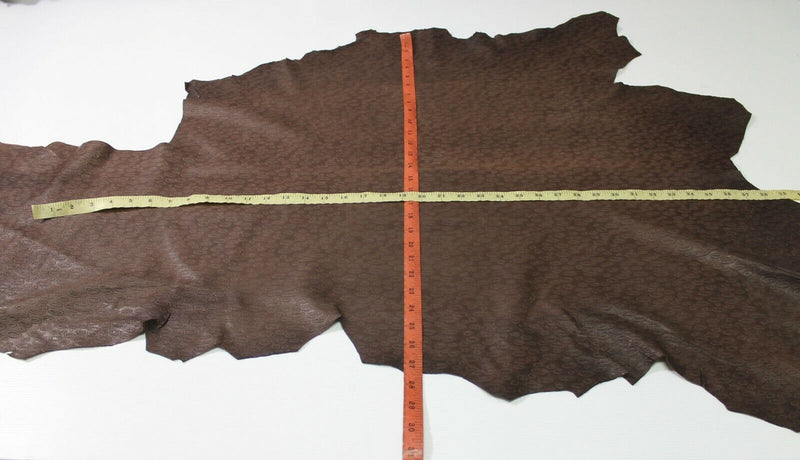 BROWN OVAL TEXTURED vegetable tan Italian Lambskin leather skin 7+sqf  #A4853