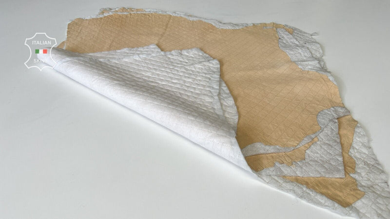 LIGHT SAND QUILTED SUEDE Soft Italian Lambskin leather 3 skins 15sqf 0.9mm B7365