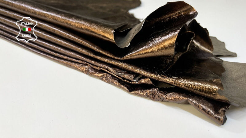 METALLIC OLD BRONZE CRINKLE Thin Soft Lambskin leather 2 skins 12sqf 0.4mm B5233
