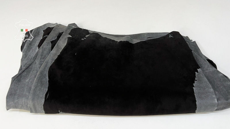 BLACK SUEDE Soft Italian STRETCH Lambskin leather 10 skins 20sqf 0.7mm #B7475