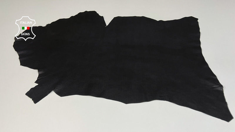 BLACK PLAID PRINT Soft Italian Lambskin Sheep leather hides 5sqf 0.7mm #B4878
