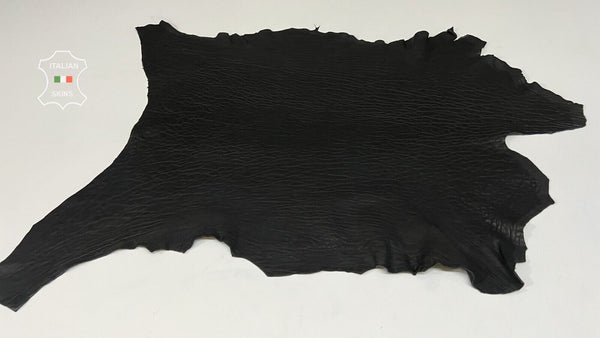 BLACK GRAINY BUBBLY VEGETABLE TAN Thick Soft Lamb leather hide 5sqf 1.5mm B7450