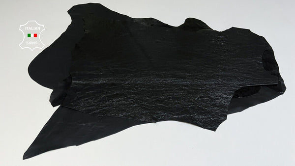 PATENT BLACK CRINKLED 3 SHADES Goatskin leather hides 3 skins 12sqf 0.9mm #B6482